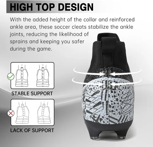 Vista 5 de RDYLBU Soccer Cleats Mens Women Soccer Shoes Youth Football Cleats for Big Boy AG TF