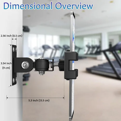 Vista 5 de Soporte de pared para iPad, soporte de pared para tableta, soporte giratorio ajustable de 360 ° 180° Horizontal/Vertical Tilt Arm, Compatible with