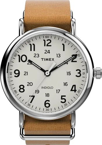 Vista 11 de Timex Reloj Weekender de 40 mm, para hombre Azul/Crema/Tono Plateado
