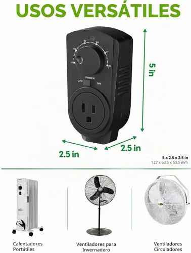 Vista 5 de EconoHome - Termostato ajustable universal con enchufe para calefacción y refrigeración - Compatible con la mayoría de los calentadores de pared