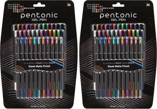 Vista 9 de Pentonic Bolígrafos de Gel con Purpurina, 10 unidades, 10 colores surtidos, punta gruesa de 1.0 mm, escritura suave para journaling, toma de notas