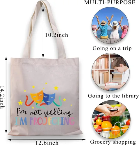 Vista 4 de BDPWSS Bolsa de teatro Drama Actor Actriz Regalo Comedia Tragedia Máscara Bolsa de teatro Bolsa de viaje I'm Not Yelling I'm Projecting