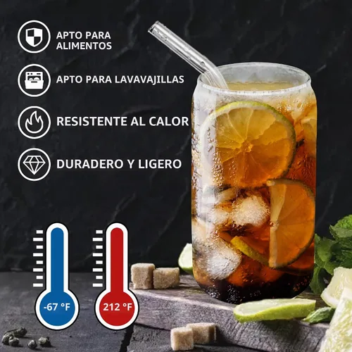 Vista 2 de GIVAMEIHF - Juego de 12 vasos de vidrio con tapas y popotes, juego de vasos de vidrio de 16 onzas, vasos de café helado con tapas de bambú y popotes