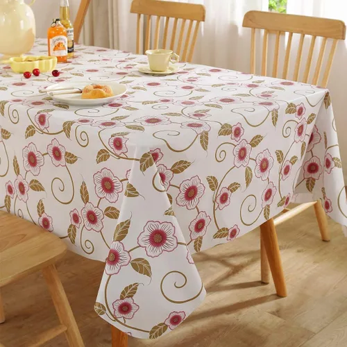 Vista 2 de SASTYBALE Mantel de vinilo de otoño con reverso de franela rectangular 52 x Floral