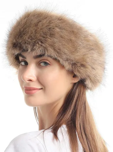Vista 20 de Diadema de piel sintética con elástico para orejeras de invierno para mujer Negro