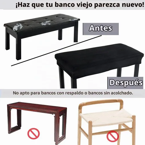Vista 6 de SINOSSO Funda de terciopelo suave para banco de piano para 2 personas, (27.5"- 36.5") L x (12"- 16") A rectángulo elástico lavable funda protectora