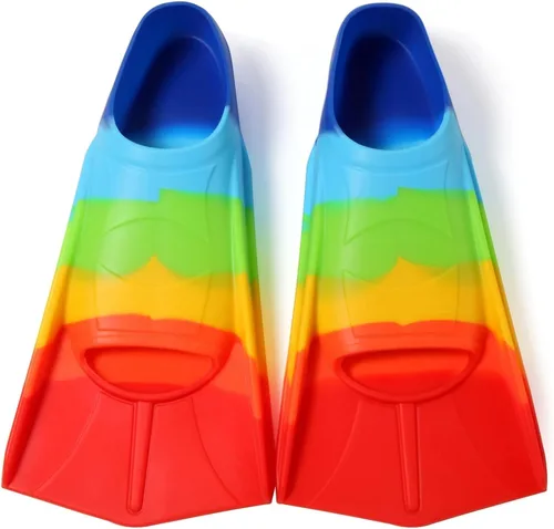 Vista 29 de Aletas de natación para niños, aletas cortas para niños y jóvenes, aletas de natación para entrenamiento de natación para niños, niñas, niños