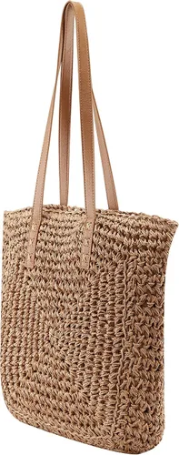 Vista 4 de Ayliss Bolso de hombro de paja para mujer, bolso de hombro para verano, playa, tejido hecho a mano, bolso casual para viajes de vocación