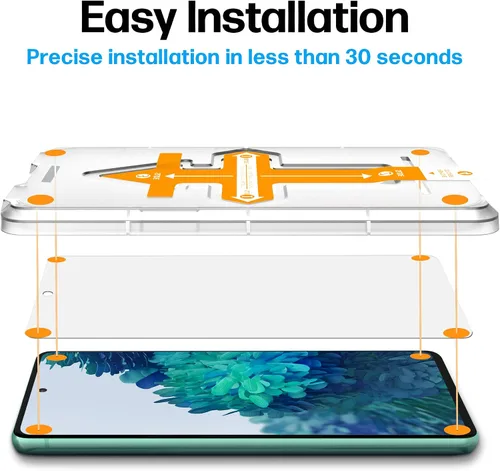 Vista 2 de Power Theory Protector de pantalla diseñado para Samsung Galaxy S20 FE 5G / 4G, vidrio templado [dureza 9H], kit de fácil instalación, 99% HD libre