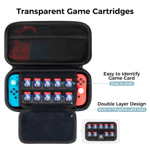 Vista 3 de pack all Carrying Case Compatible with Nintendo Switch and New OLED Model, Large Capacity Switch Travel Case, Portable Hard Game Case Travel Bag for