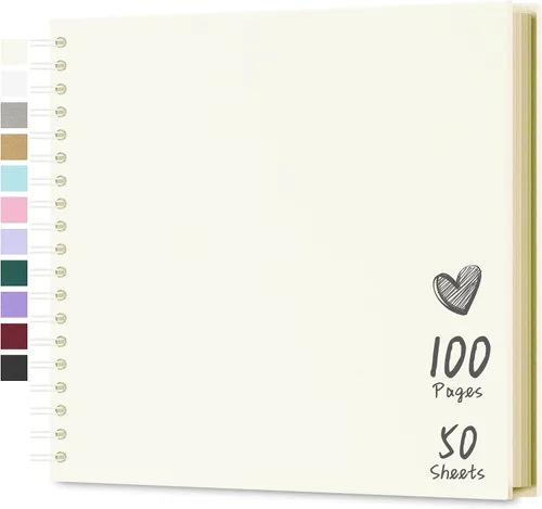 Vista 19 de Álbum de recortes de 7 x 7 pulgadas, álbum de recortes DIY de tapa dura de papel kraft, álbumes de fotos, 40 páginas, perfecto para fotos de 4 x 6