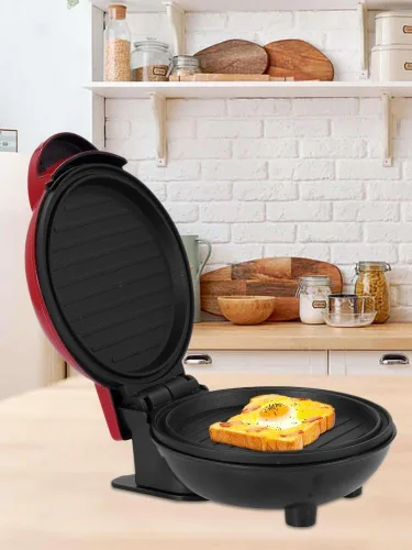 Vista 7 de Plancha pequeña para panqueques - Máquina para hacer panqueques, plancha redonda para panqueques individuales, galletas, huevos, sartén