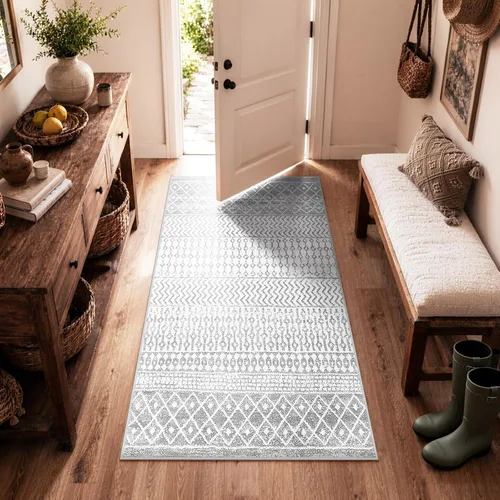 Vista 43 de Alfombra marroquí de área de 2x3 pies, color negro desgastado, alfombra de entrada antideslizante pequeña, suave, de pelo bajo, lavable, tapete