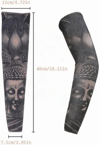 Vista 6 de Falsas mangas temporales de tatuaje resbalón en el brazo protector solar cuerpo arte brazo medias 5 piezas negro