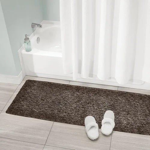 Vista 2 de mDesign Tapete rectangular de microfibra de poliéster antideslizante para spa, tapete de felpa jaspeado absorbente de agua para tocador de baño