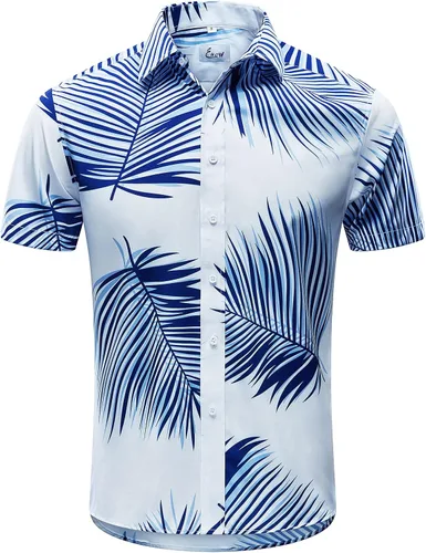 Vista 2 de EUOW - Camisa hawaiana de manga corta para hombre, con botones, de verano, para playa