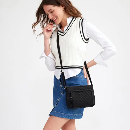Vista 4 de Vera Bradley Bolso cruzado estilo hipster de algodón para mujer con protección RFID