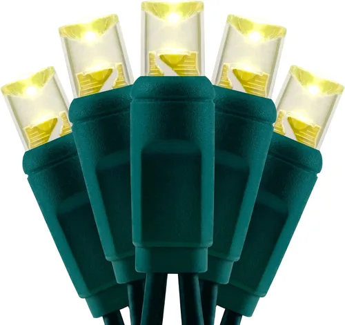 Vista 13 de YULETIME Luces LED de Navidad blancas frías de 0.197 in, 33 pies, 100 unidades de espacio de 4 pulgadas, de una sola pieza, de gran angular