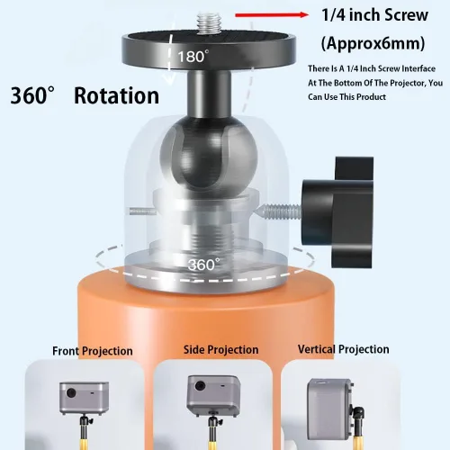 Vista 4 de HVAYING Soporte para proyector, giratorio de 360°, soporte oculto para sofá contra pared, altura ajustable, mini soporte de montaje en pared