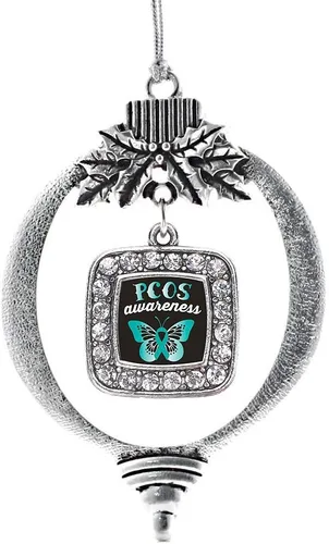 Vista 224 de Inspired Silver - Adorno con dije de reina de rodillo - Adornos navideños cuadrados de plata con joyas de circonita cúbica