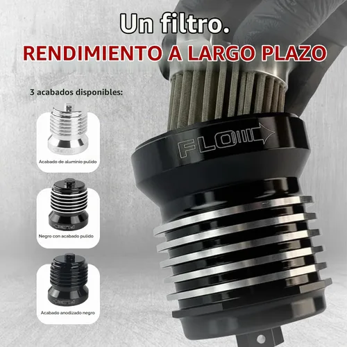Vista 5 de PC Racing PCS4C, flitro de aceite Flo de aluminio bruñido, acero inoxidable