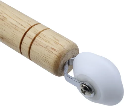 Vista 4 de Rodillo de costura de nailon de doble extremo con mango de madera, herramienta de rodillo de papel tapiz para construcción, amortiguamiento