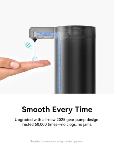 Vista 3 de SUNLY Dispensador de jabón automático sin contacto – Bomba sin obstrucciones, sensor rápido de 0.2 s, recargable USB-C, acero inoxidable resistente