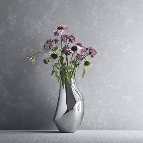 Vista 4 de Georg Jensen Florero mediano de acero inoxidable Flora