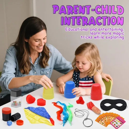 Vista 3 de Skirfy Kit de mago, disfraz de mago para juegos de simulación, trucos de magia para niños de 6 a 8 años, juego de magia para principiantes, regalo