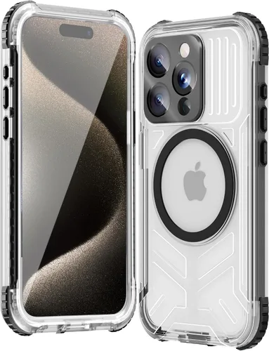 Vista 16 de WIFORT Funda impermeable para iPhone 15, [IP68 bajo el agua a prueba de polvo] [pantalla integrada] [15 pies a prueba de golpes militar], cubierta