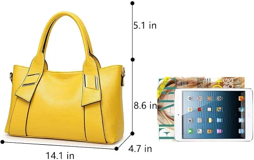 Vista 3 de TIBES Bolso de mano de cuero sintético de moda para mujer bolso amarillo