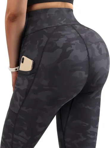 Vista 4 de OMKAGI Leggings con cintura cruzada en V para mujer con bolsillos cintura alta pantalones de yoga para entrenamiento