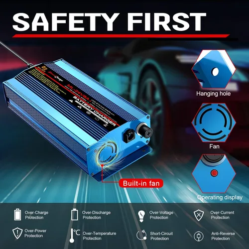 Vista 4 de Cargador de batería de 24 V y 8 amperios, cargador automático inteligente de plomo ácido con conector XLR para silla de ruedas, batería AGM sellada