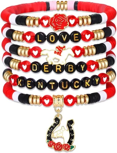 Vista 246 de Surfer Heishi - Pulseras apilables para mujer, apilables, de vinilo arcoíris, disco de arcilla, pulseras elásticas para la amistad, joyería bohemia