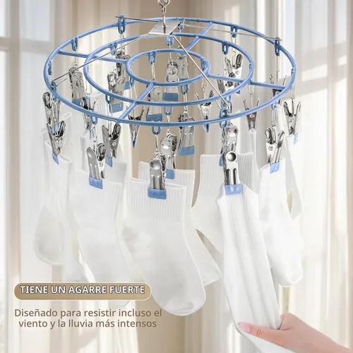 Vista 6 de PHYDELU Estante de secado para ropa con 24 clips, colgador de calcetines para secar, colgar ropa para secadora, ropa interior, perchas para ropa