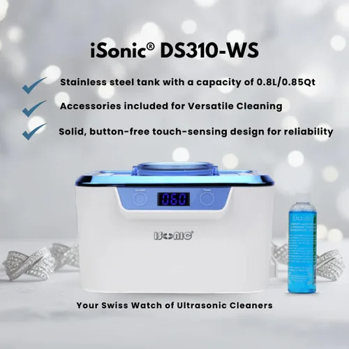 Vista 3 de iSonic® DS310-WS Miniaturized Limpiador Ultrasónico Comercial con SS. Juego de soporte para vasos de precipitados para joyas, herramientas
