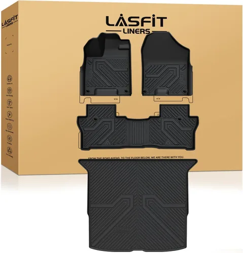 Vista 25 de LASFIT - Tapete de elastómero termoplástico para piso y maletero de automóvil, ajuste personalizado para todo tipo de clima, 1ª y 2ª fila, negro,