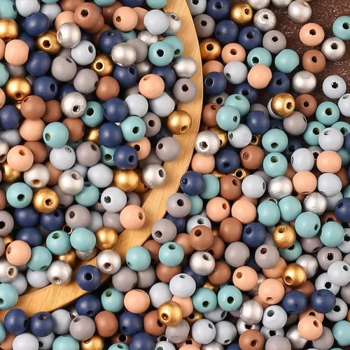 Vista 9 de ToBeIT 1000 cuentas de madera de macramé, cuentas redondas de colores de granja para manualidades, fabricación de joyas (azul-0.315 pulgadas)