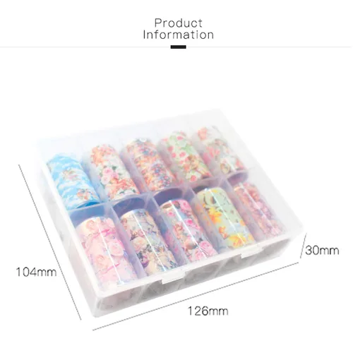 Vista 3 de 10 hojas de transferencia de lámina de uñas, diseño de flor de Cupido en ángulo, calcomanías de uñas, calcomanías de arte de uñas, tiras