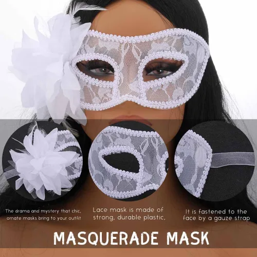 Vista 3 de Tgirls Máscara de mascarada para mujer, máscaras de encaje de flores, máscara sexy para ojos, disfraz de fiesta, baile de graduación, máscara facial