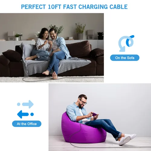 Vista 6 de Paquete de 2 cargadores para iPhone, cargador de pared para iPhone 14, bloque de adaptador USB-A de doble puerto con cable de carga rápida USB A a