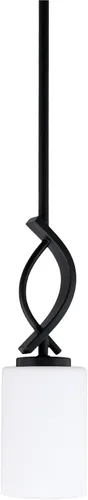 Vista 120 de Toltec Lighting Cavella Stem Colgado Mini colgante, acabado grafito, vidrio de muselina blanca de 4 pulgadas