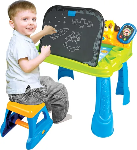 Vista 6 de Winfun Smart Learning - Escritorio interactivo de actividades para niños, centro de aprendizaje educativo con táctil, dibujo, pantalla LED