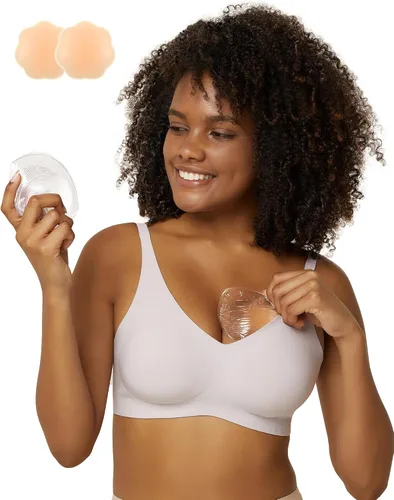 Vista 2 de Niidor Self-Adhesive Bra Pads Insert Removable Triangle Push Up Sticky Bra Cups Breast Lifter for Bikini Swimsuit (Nude)