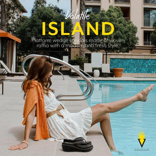 Vista 2 de VOLATILE Island Wedge Sandals for Women Featuring Slip-On Thong Platform Style with EVA Insole and Rubber Outsole