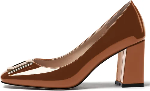 Vista 2 de WAYDERNS Zapatos de tacón alto con puntera cuadrada para mujer, de 3 pulgadas
