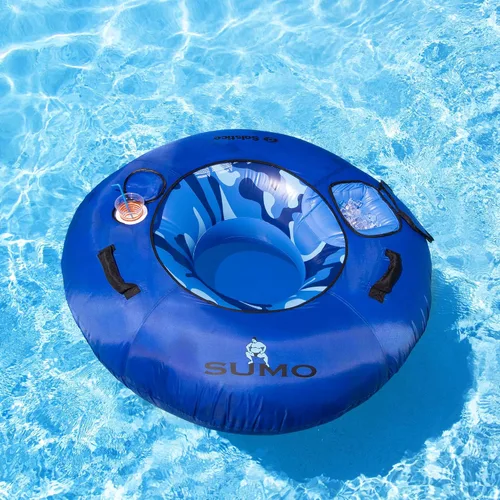 Vista 3 de Tubo inflable de camuflaje azul para piscina con portavasos - 54