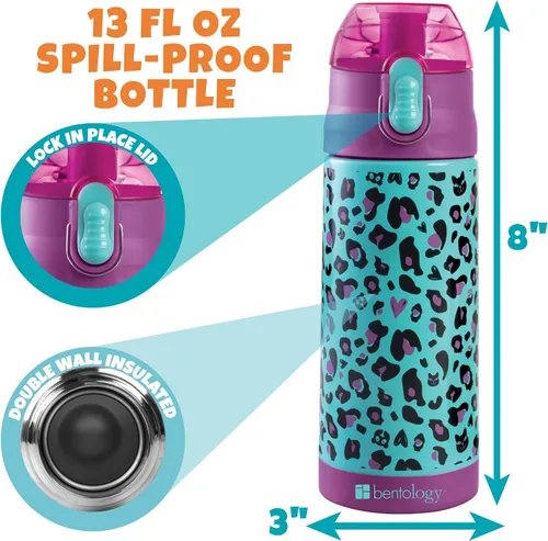 Vista 3 de Bentology Kit de lonchera aislada con botella de agua reutilizable de acero inoxidable y bolsa de hielo duro para congelador, mini bolsa térmica