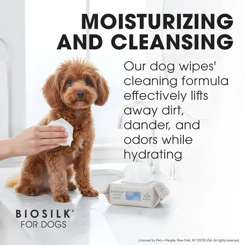 Vista 4 de BioSilk Toallitas hidratantes y limpiadoras para perros, 100