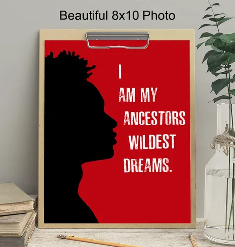 Vista 4 de Decoración de pared negra motivacional – Arte afroamericano – Arte de pared con citas inspiradoras para dormitorio de niños, habitación